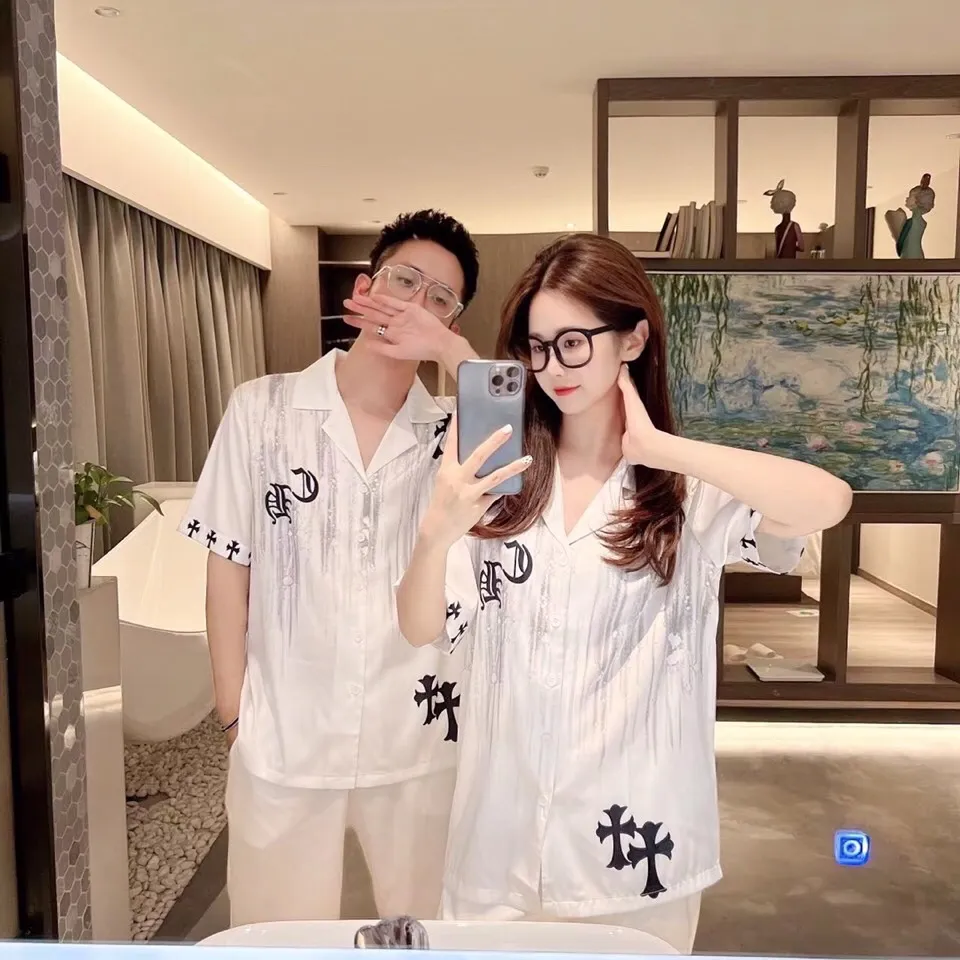 🅿️340 2024 CHROME HEARTS home wear, high-definition Korean silk fabric, skin-friendly, soft and comfortable, couple model M～XXXL